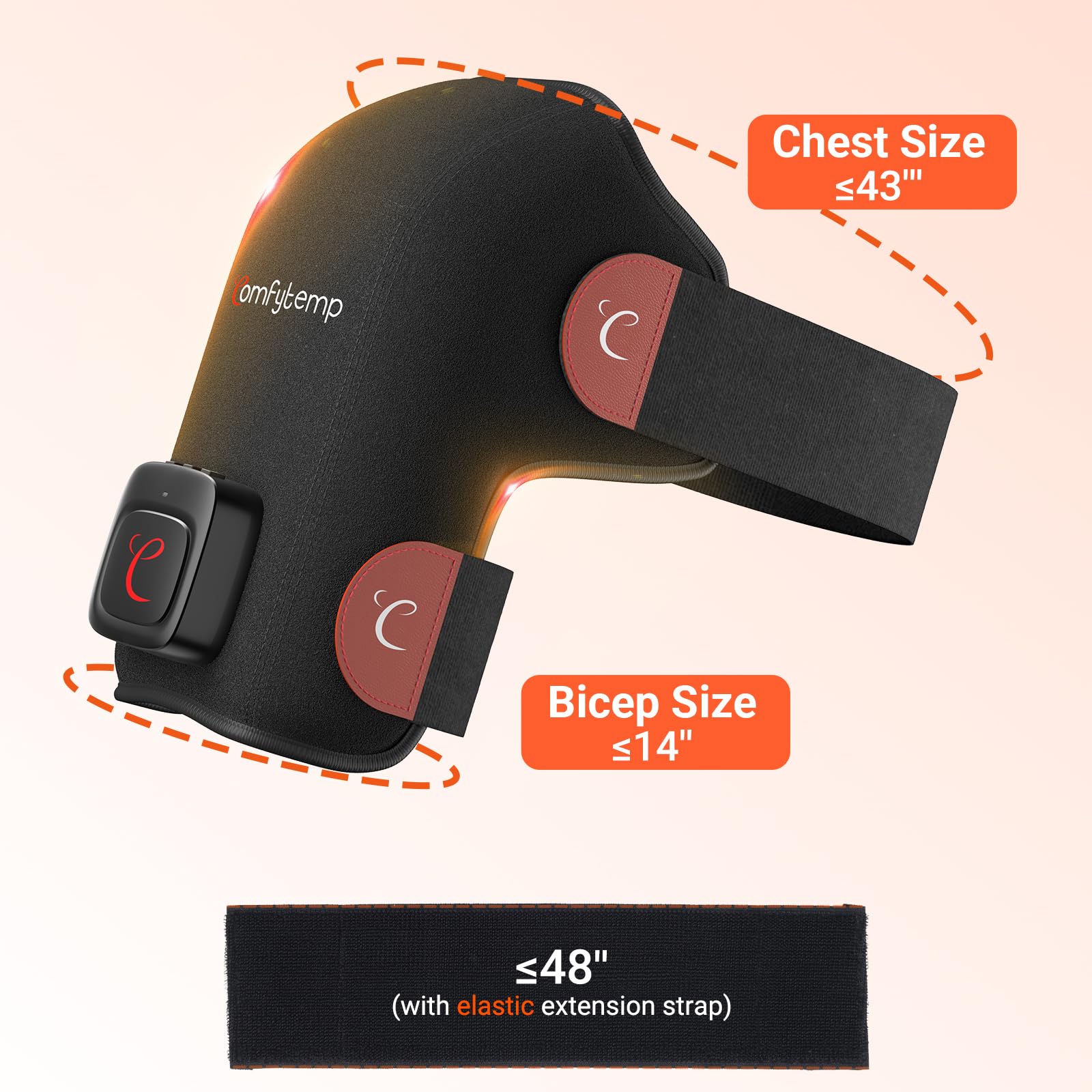 Comfytemp foto comparativa con mano para mostrar tamaño y portabilidad