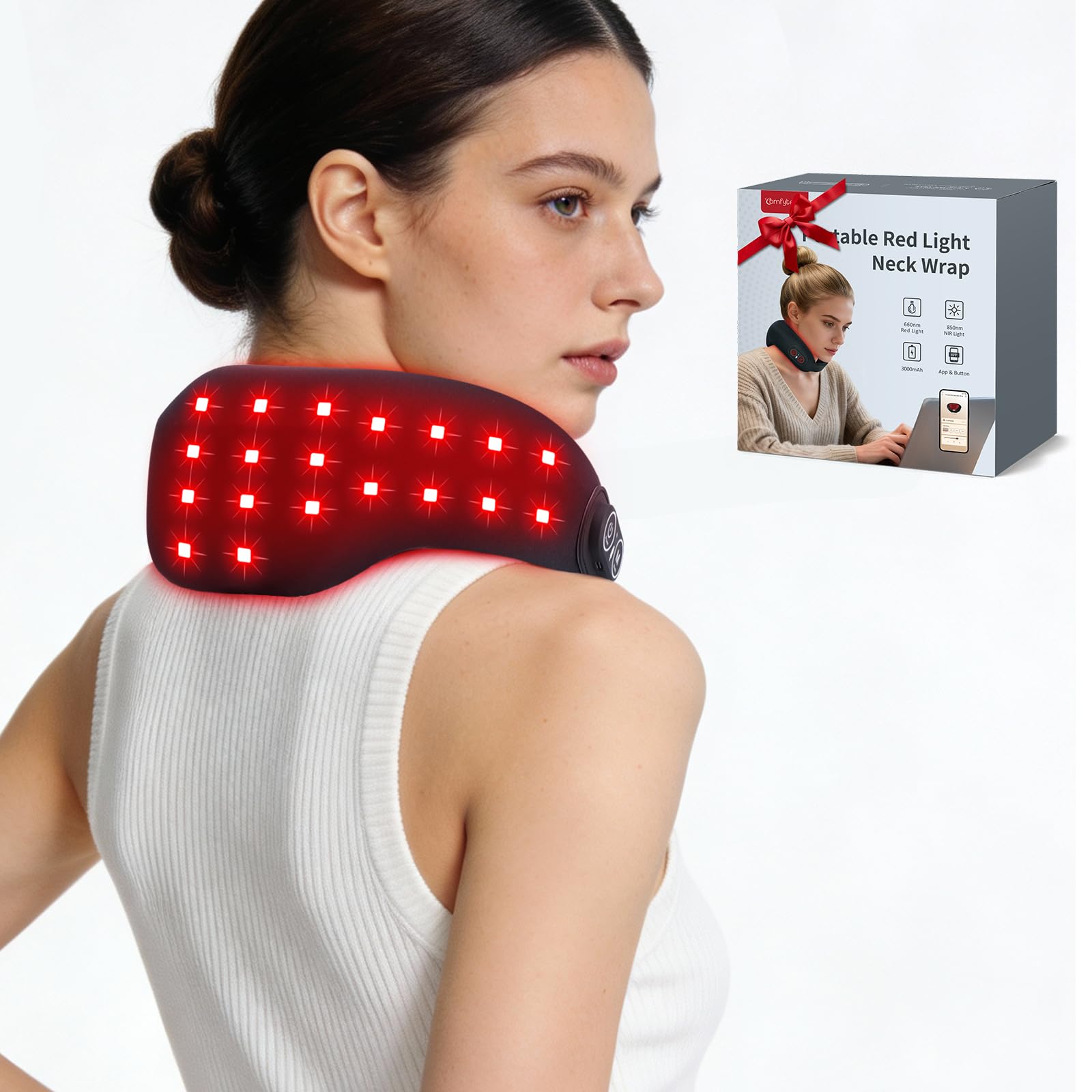 Comfytemp vista frontal de la envoltura cervical, cómoda y portátil