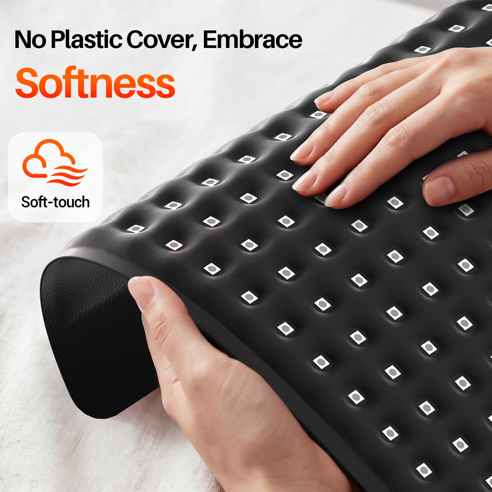 Comfytemp textura soft-touch en primer plano que ofrece tacto suave