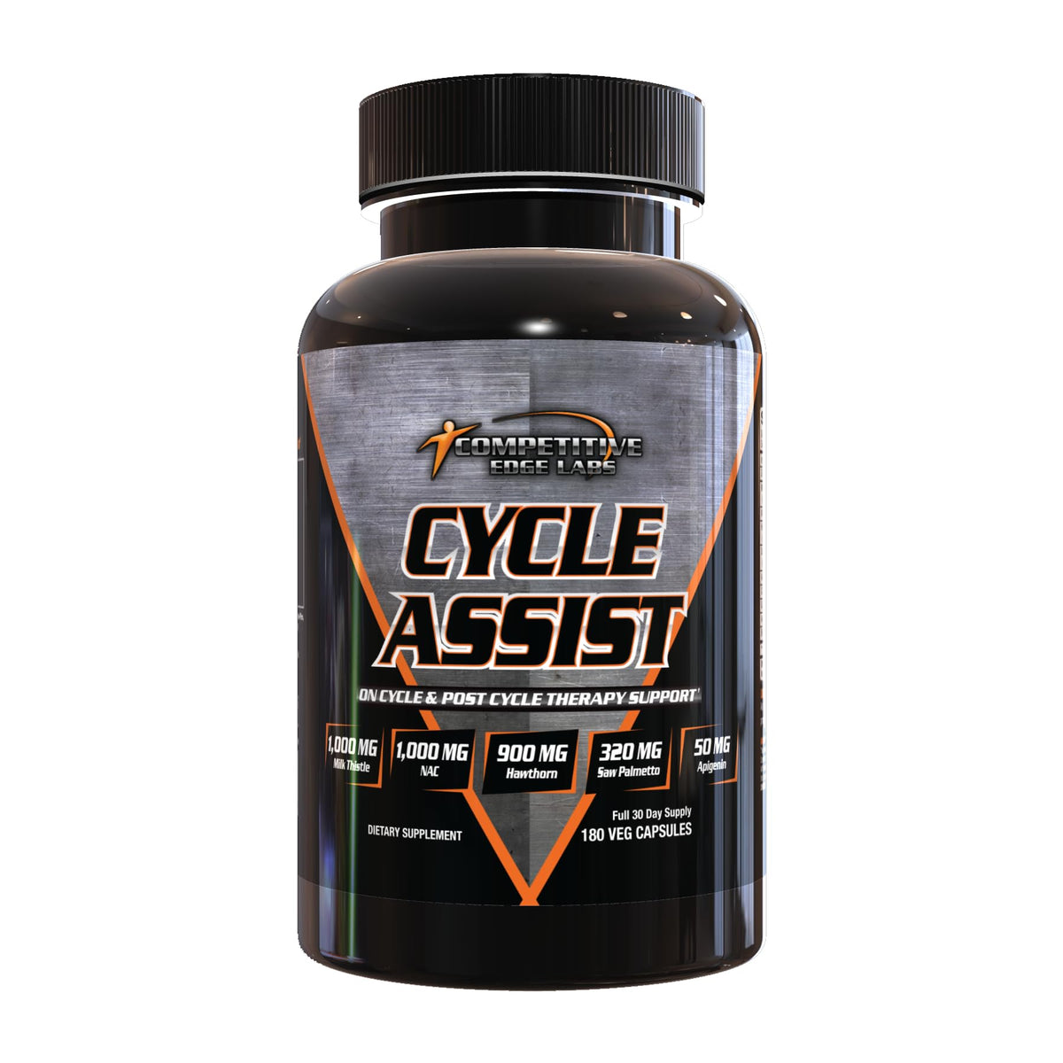 Competitive Edge Labs Cycle Assist frente del frasco mostrando etiqueta y beneficio integral