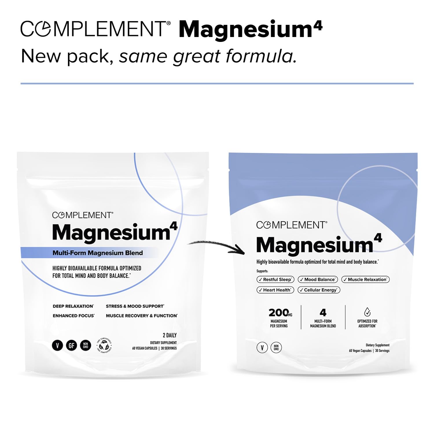 Complement cápsulas veganas de magnesio mostrando textura suave para fácil deglución