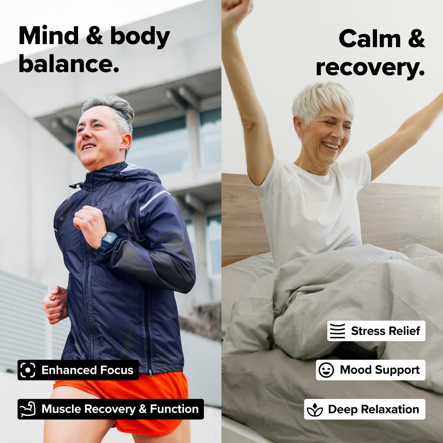 Complement persona relajándose antes de dormir, sugiere soporte para descanso