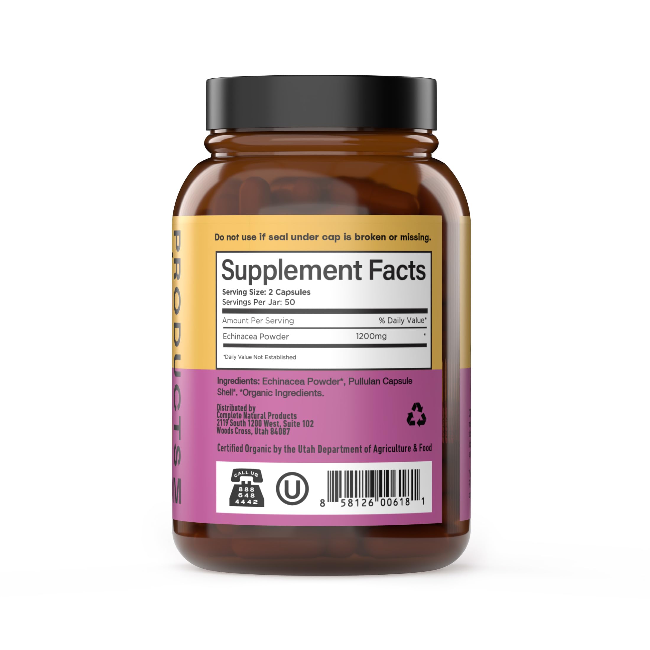 Complete Natural Products cápsulas en mano para mostrar tamaño y comodidad