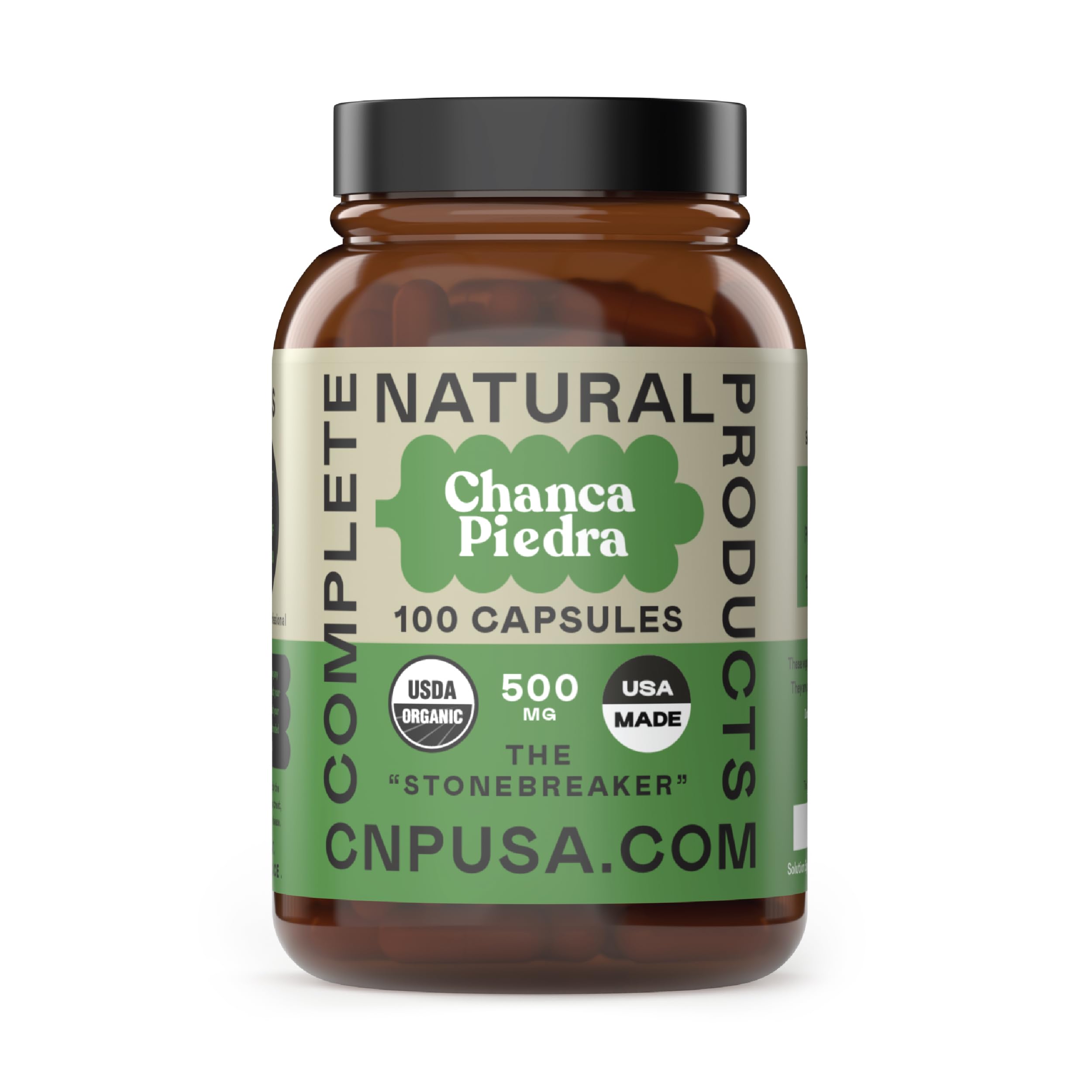 Complete Natural Products frasco frontall mostrando etiqueta y beneficio de pureza