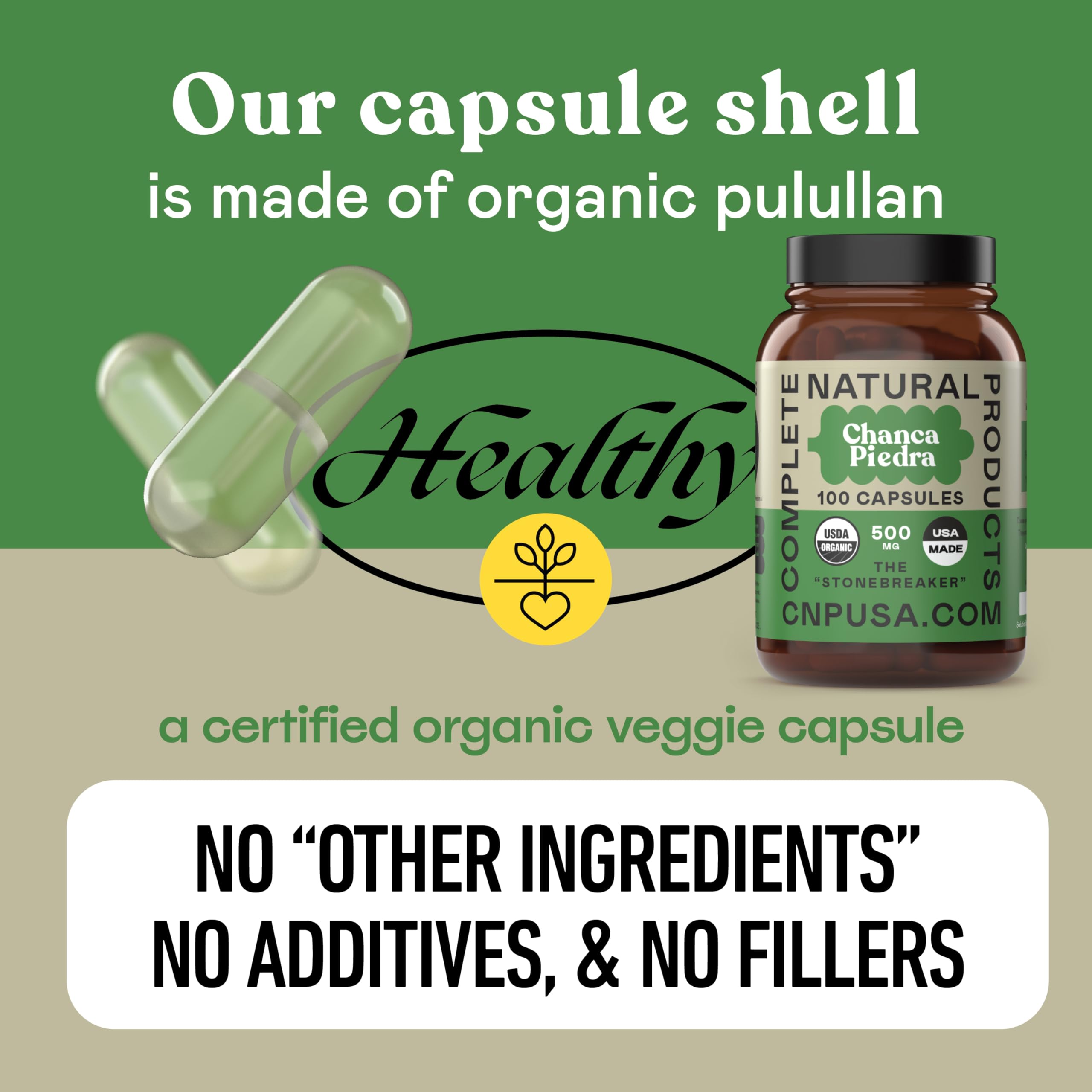 Complete Natural Products comparación de tamaño para apreciar dosis y cantidad