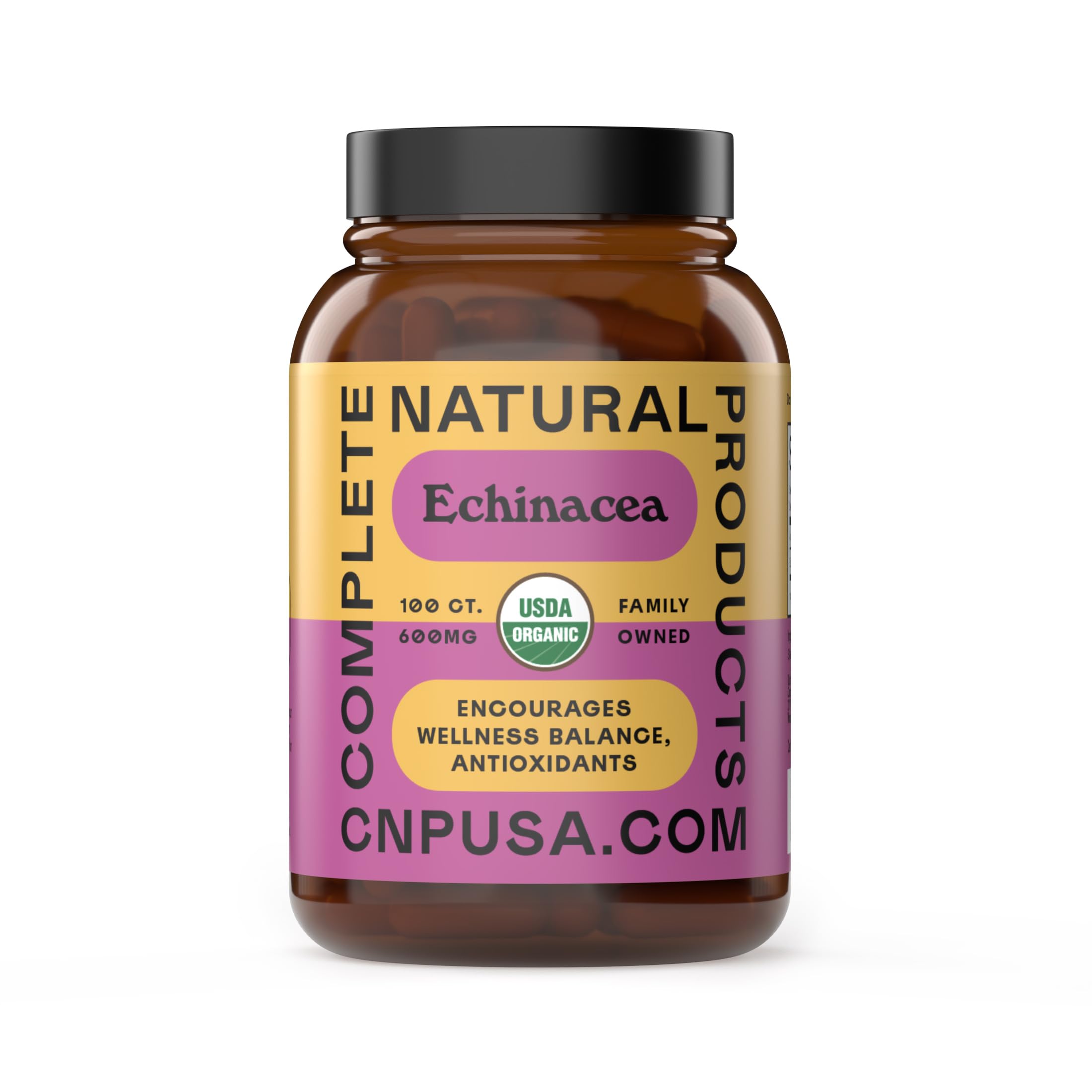 Complete Natural Products frasco delante mostrando diseño y claridad de ingredientes