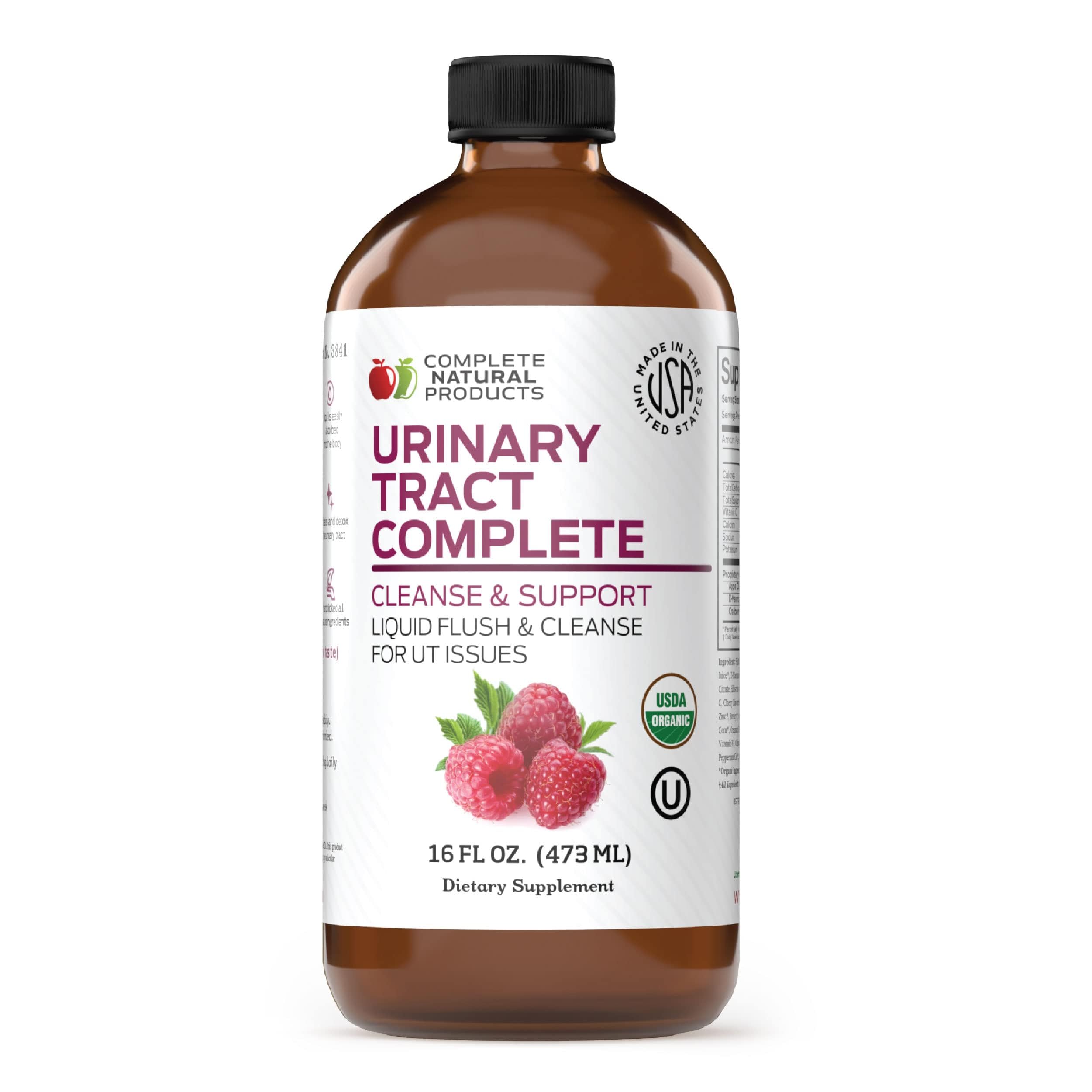 Complete Natural Products frasco frente mostrando etiqueta clara y beneficio de comodidad