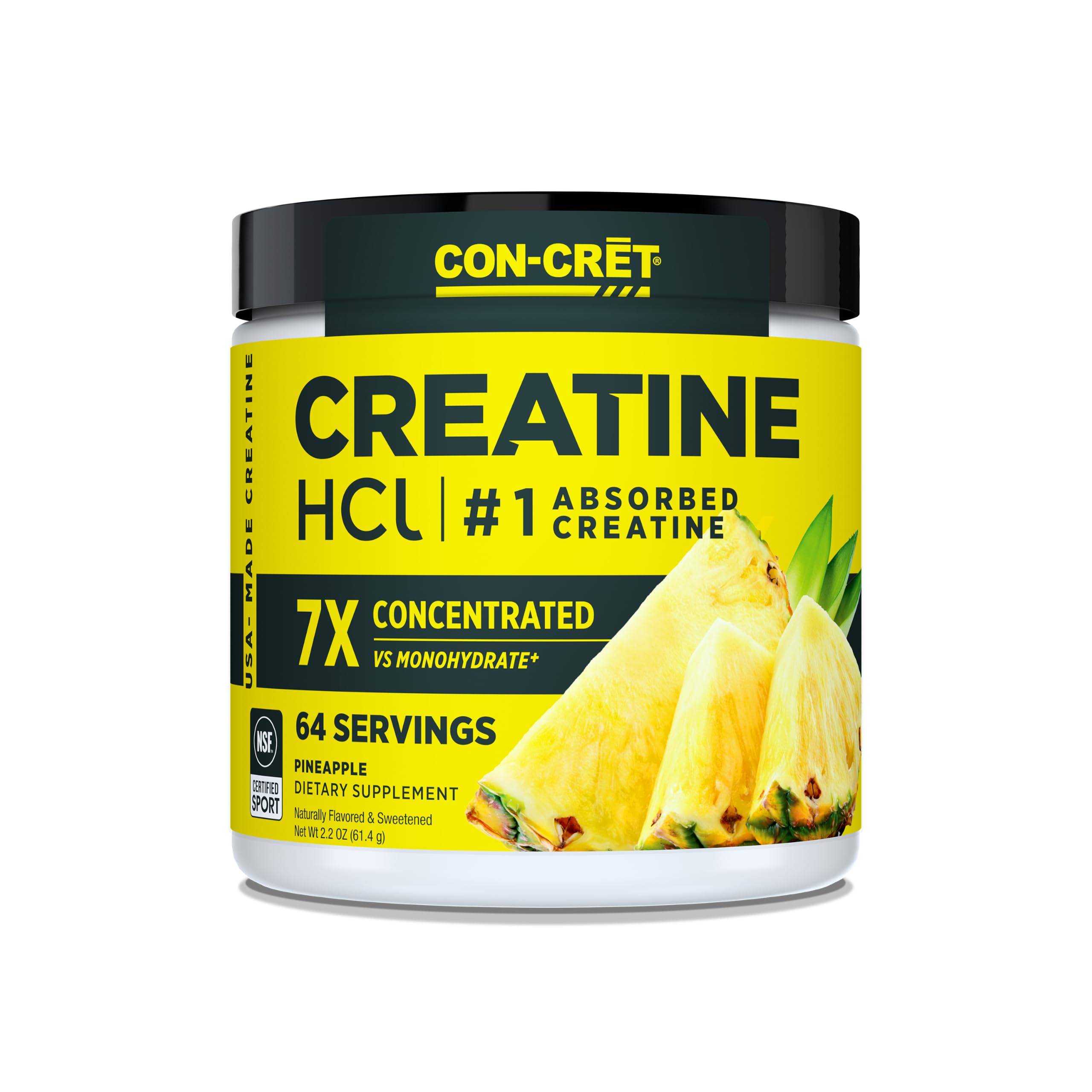 CON-CRĒT envase frontal sabor piña mostrando diseño y beneficios