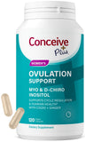 CONCEIVE PLUS botella frontal que muestra envase y beneficio de apoyo ovulatorio