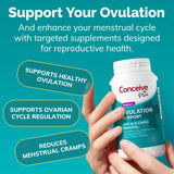 CONCEIVE PLUS detalle del polvo e ingredientes para apoyo hormonal