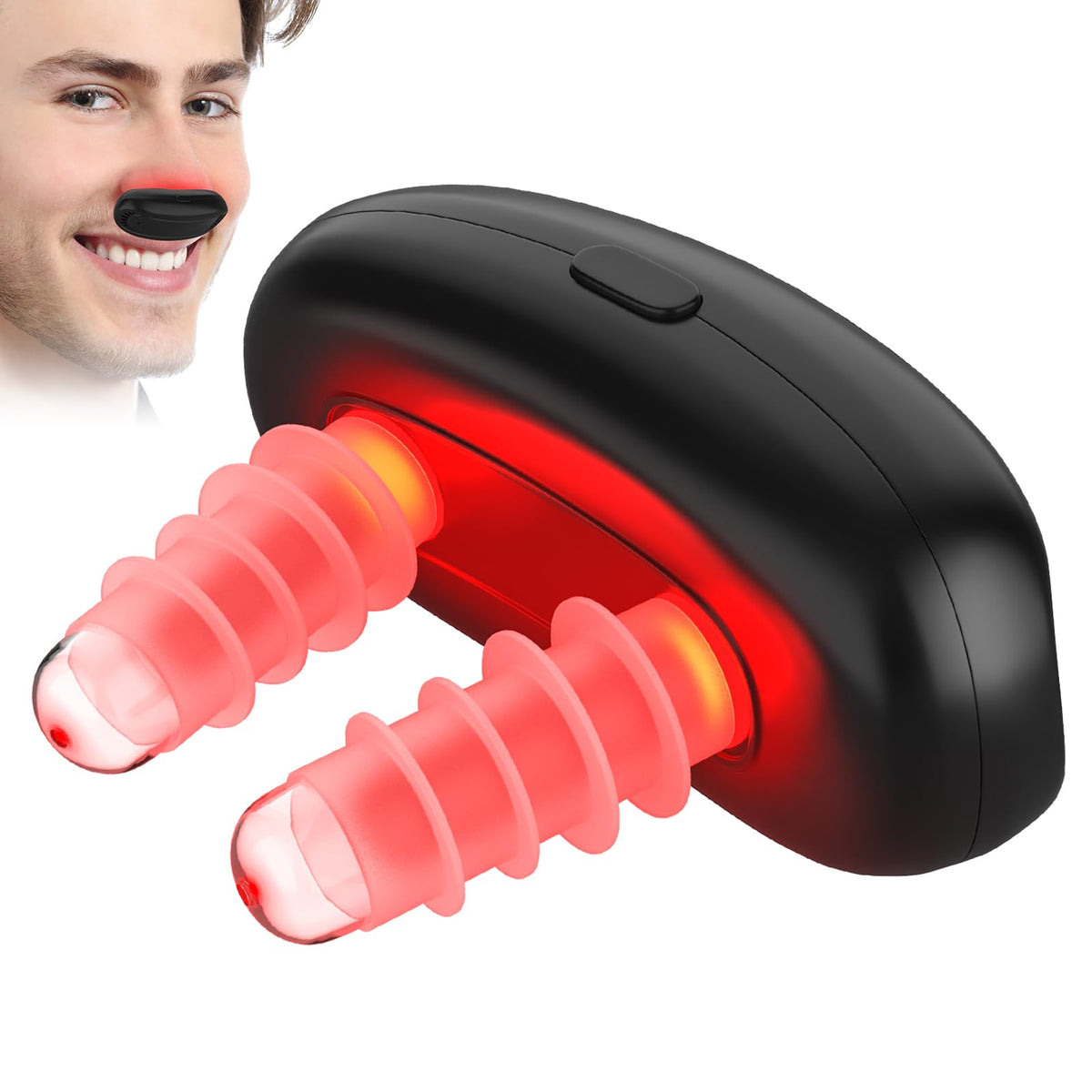 CONNOVA vista frontal del dispositivo nasal mostrando diseño portátil y fácil agarre