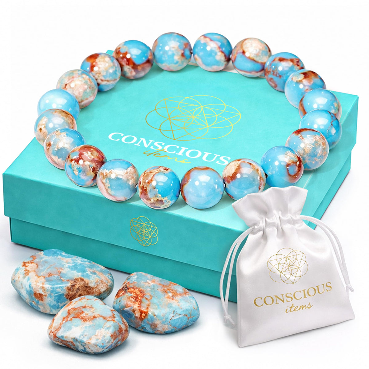 Conscious Items pulsera frontal vista clara, estética calmante al instante