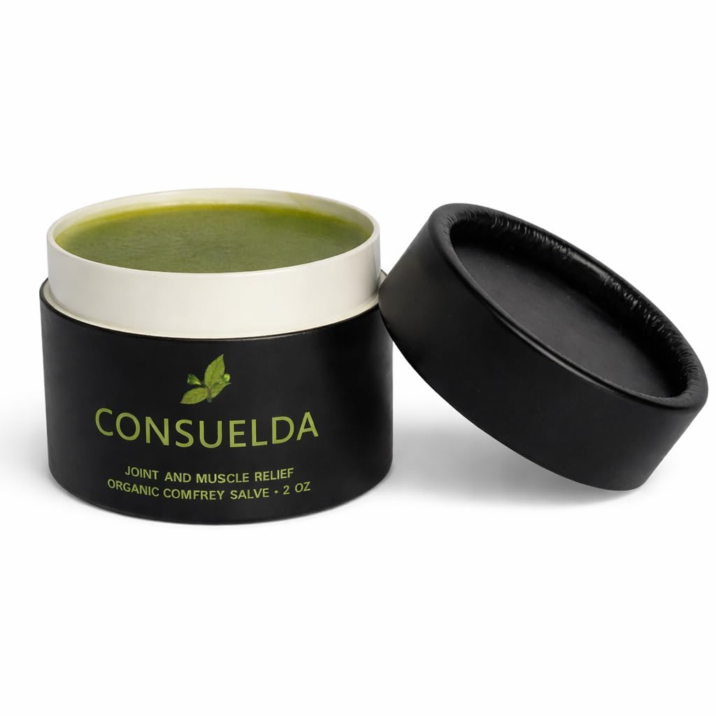 Consuelda envase frontal mostrando tamaño y etiqueta, claridad de uso