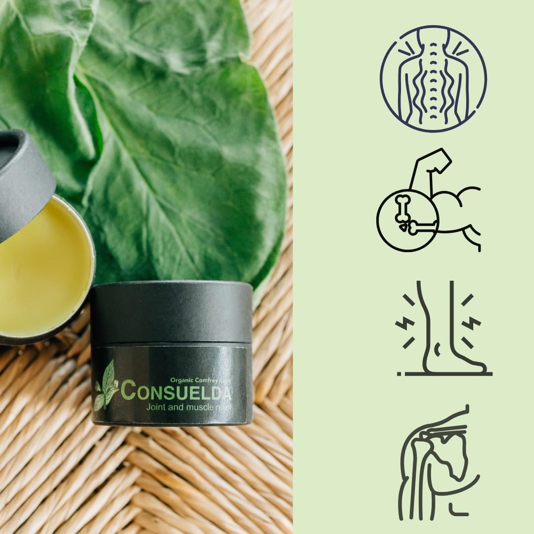 Consuelda ingredientes naturales desplegados indicando origen vegetal