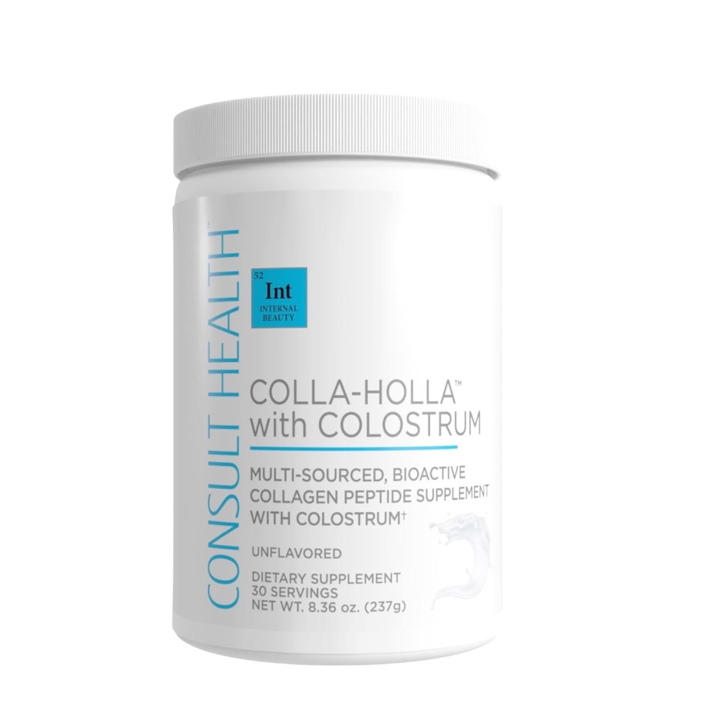 Consult Health envase COLLA-Holla frente mostrando diseño y servicios, beneficio conveniencia