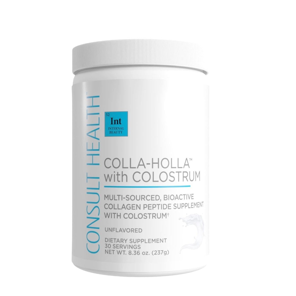Consult Health envase COLLA-Holla frente mostrando diseño y servicios, beneficio conveniencia