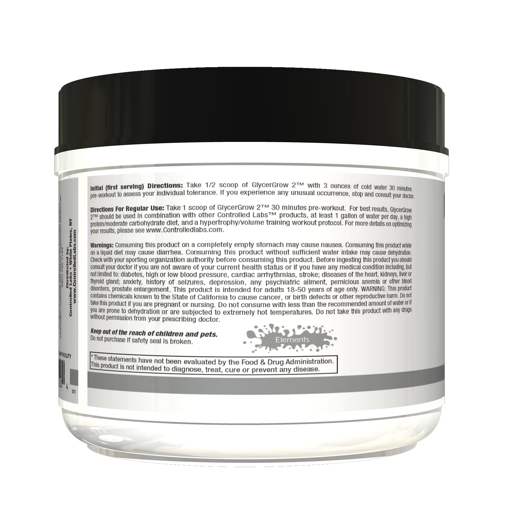 CONTROLLED LABS etiqueta de GlycerGrow en primer plano con lista de ingredientes clave