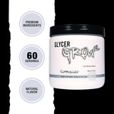 CONTROLLED LABS vaso con GlycerGrow disuelto demostrando fácil disolución y conveniencia