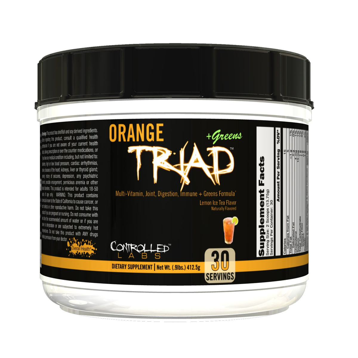 CONTROLLED LABS frasco frontal del producto, aporta multivitaminas y conveniencia