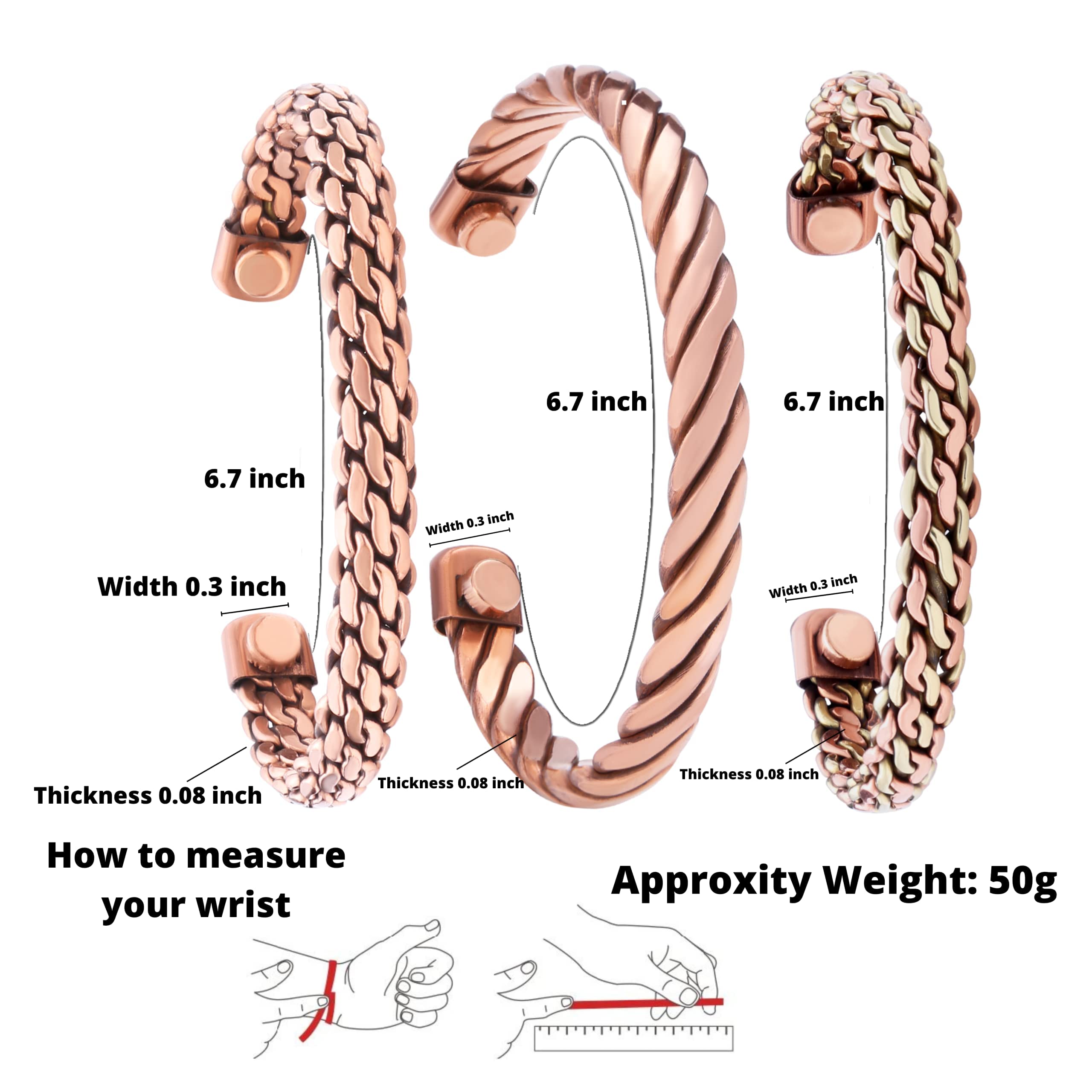 Coppervast brazalete en muñeca demostrando ajuste y proporción