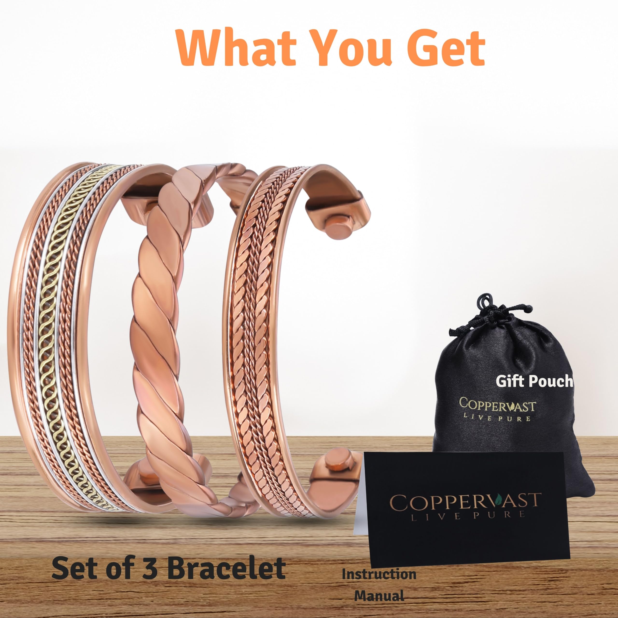 Coppervast pulseras en mano demostrando ajuste cómodo y versatilidad
