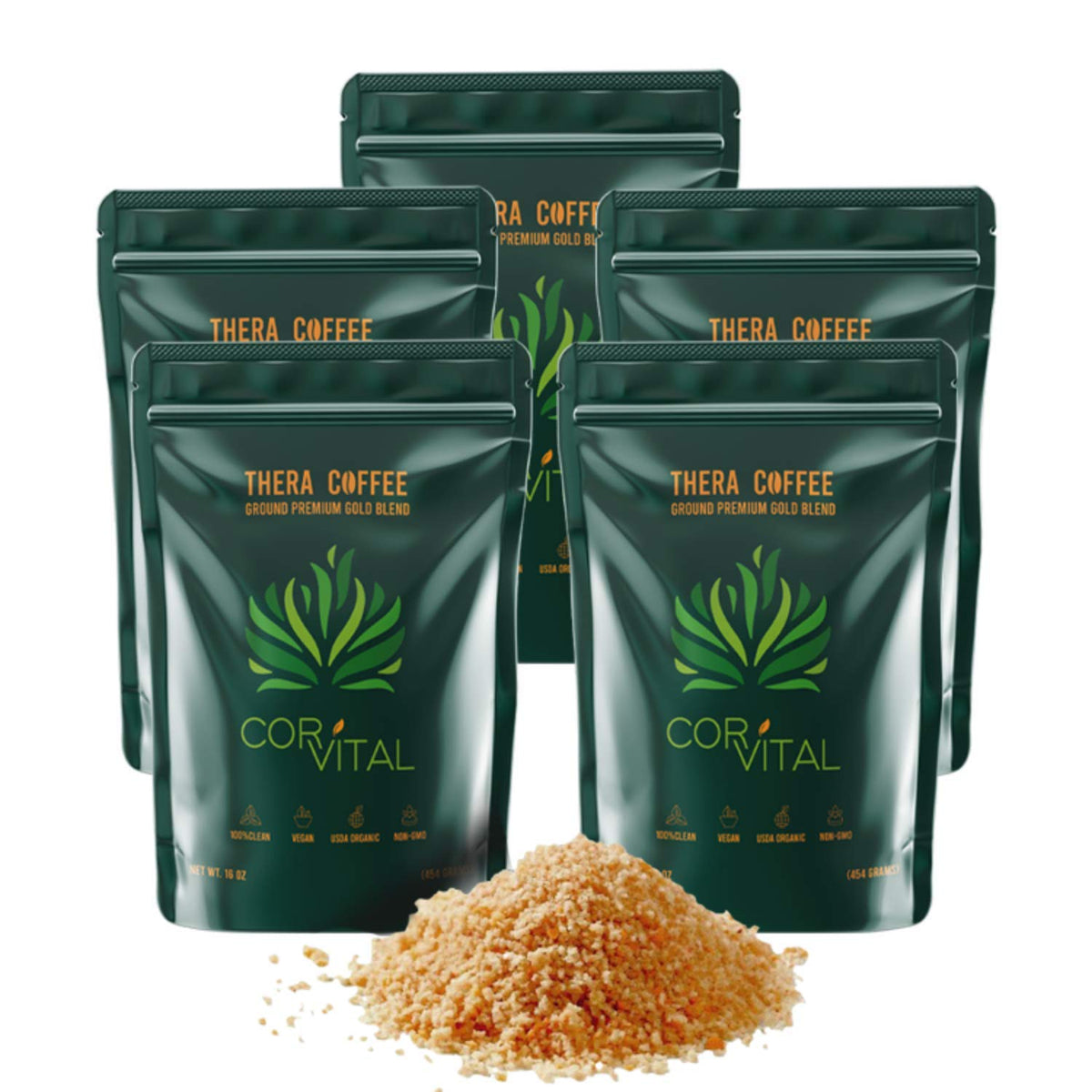 Cor-Vital frente del empaque mostrando 5 lb y sello orgánico, confianza en limpieza