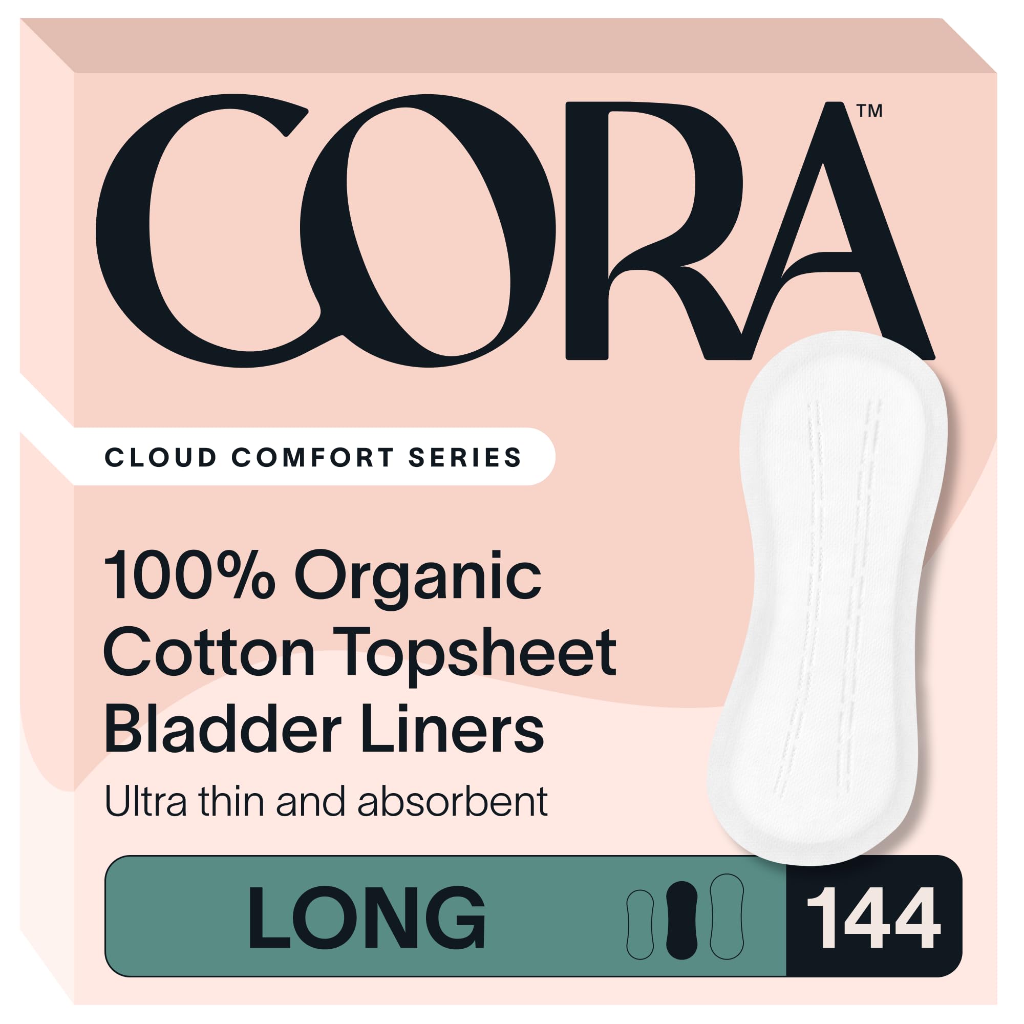 Cora empaque frontal mostrando 144 unidades y protección discreta