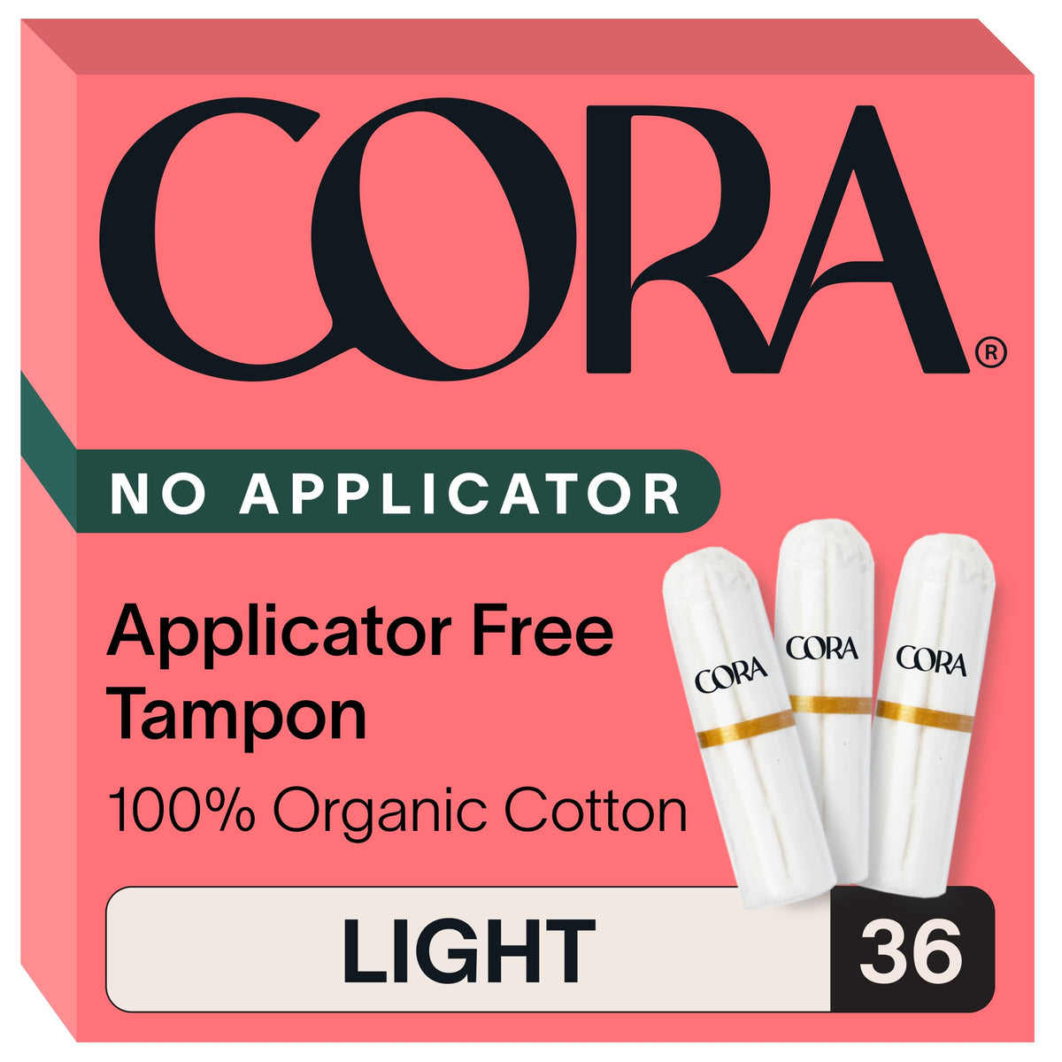 Cora frontal del paquete mostrando protección ligera y algodón orgánico