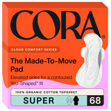 Cora empaque frontal mostrando 68 unidades y beneficios visibles