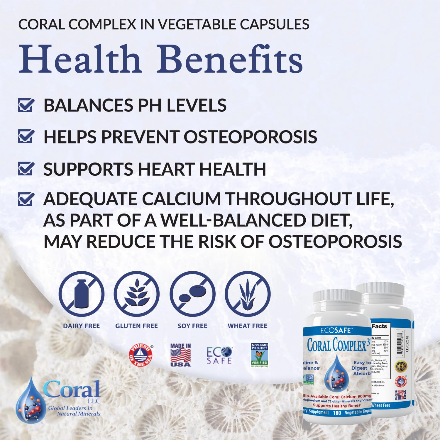Coral White cápsula abierta con polvo coralino para absorción rápida