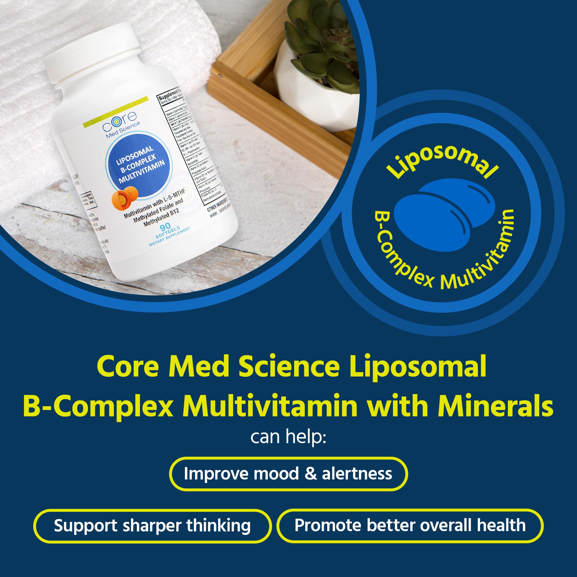 Core Med Science detalle de cápsula liposomal mostrando textura protectora