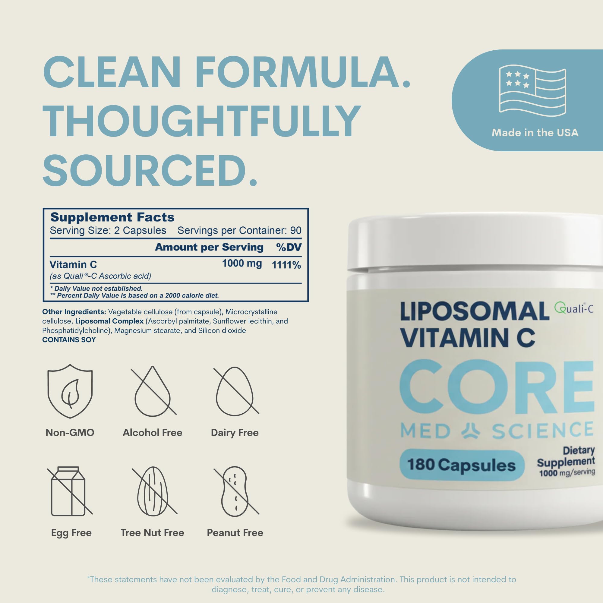 Core Med Science etiqueta con ingredientes y beneficios claramente legibles