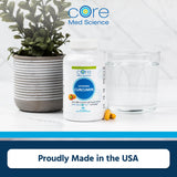Core Med Science suplemento en mesa de desayuno integrando rutina diaria