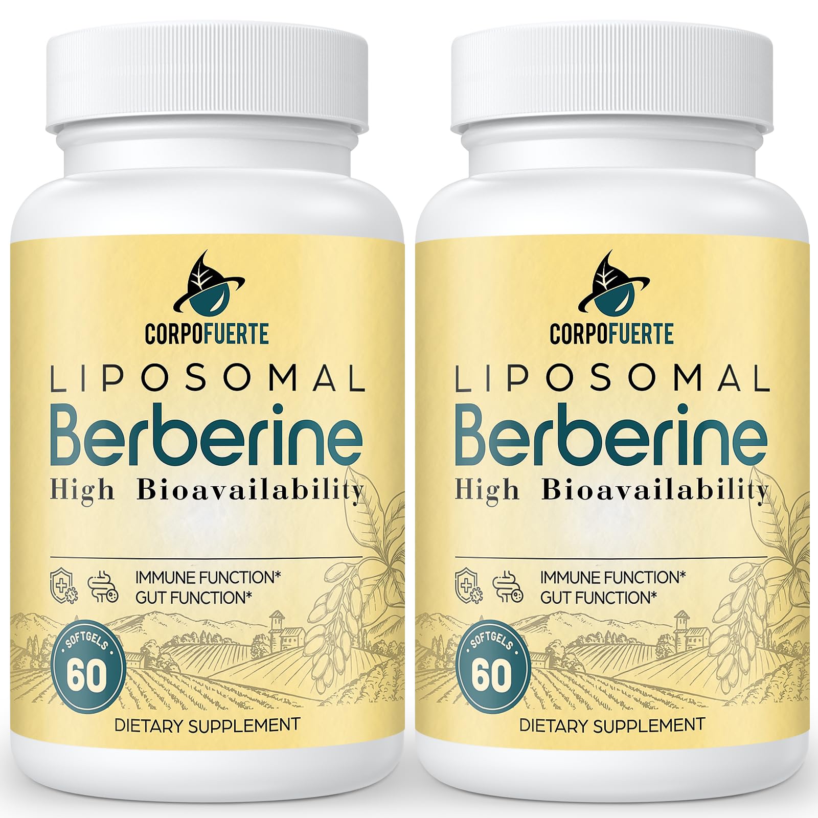 Corpofuerte frente del envase mostrando softgels y beneficios
