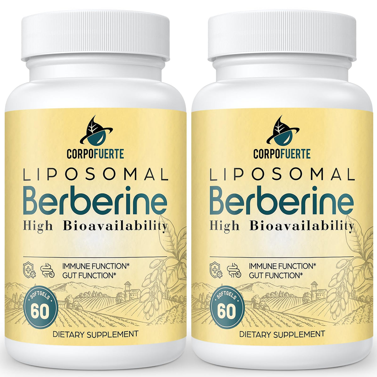 Corpofuerte frente del envase mostrando softgels y beneficios