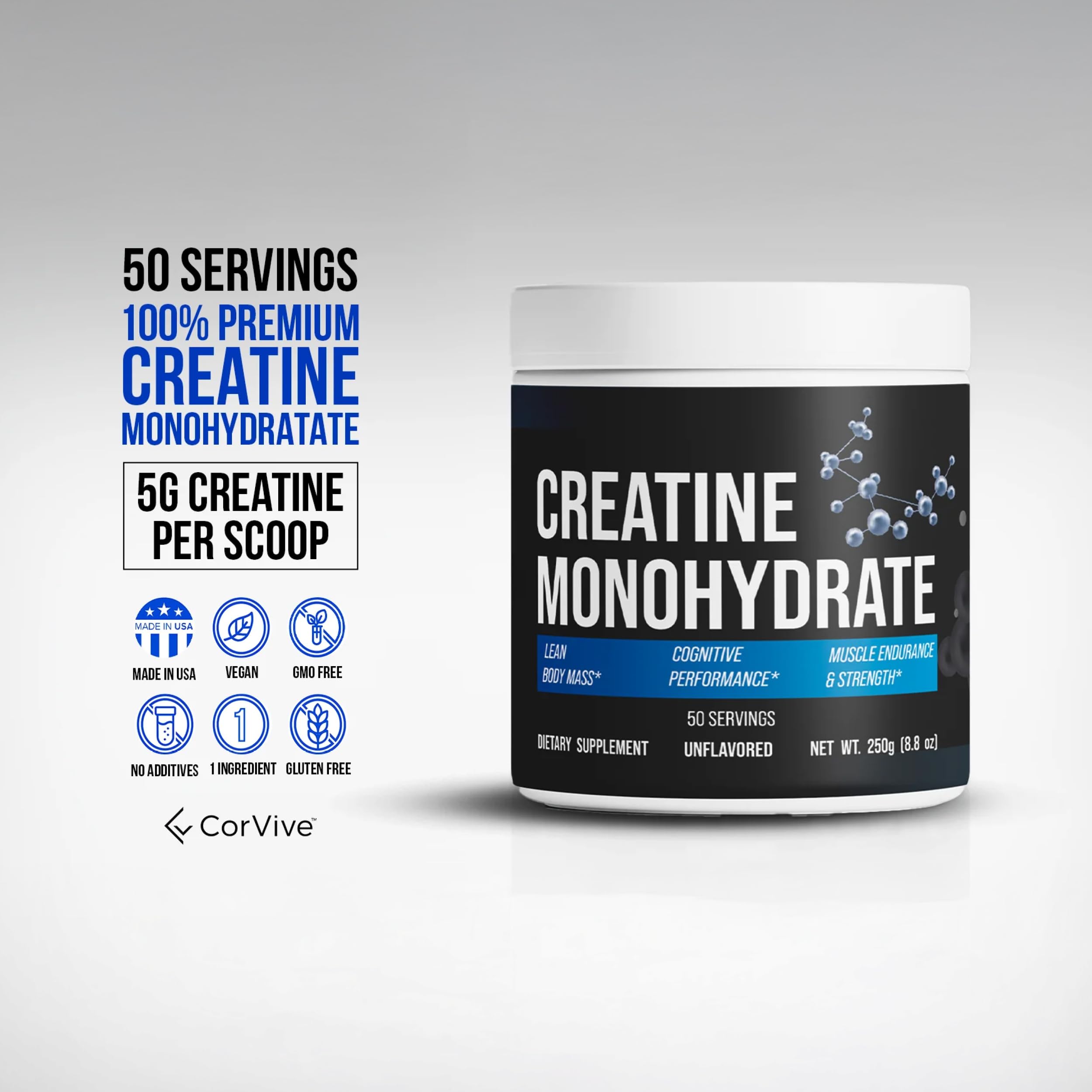 CorVive medidor con 5 g de creatina listo para servir