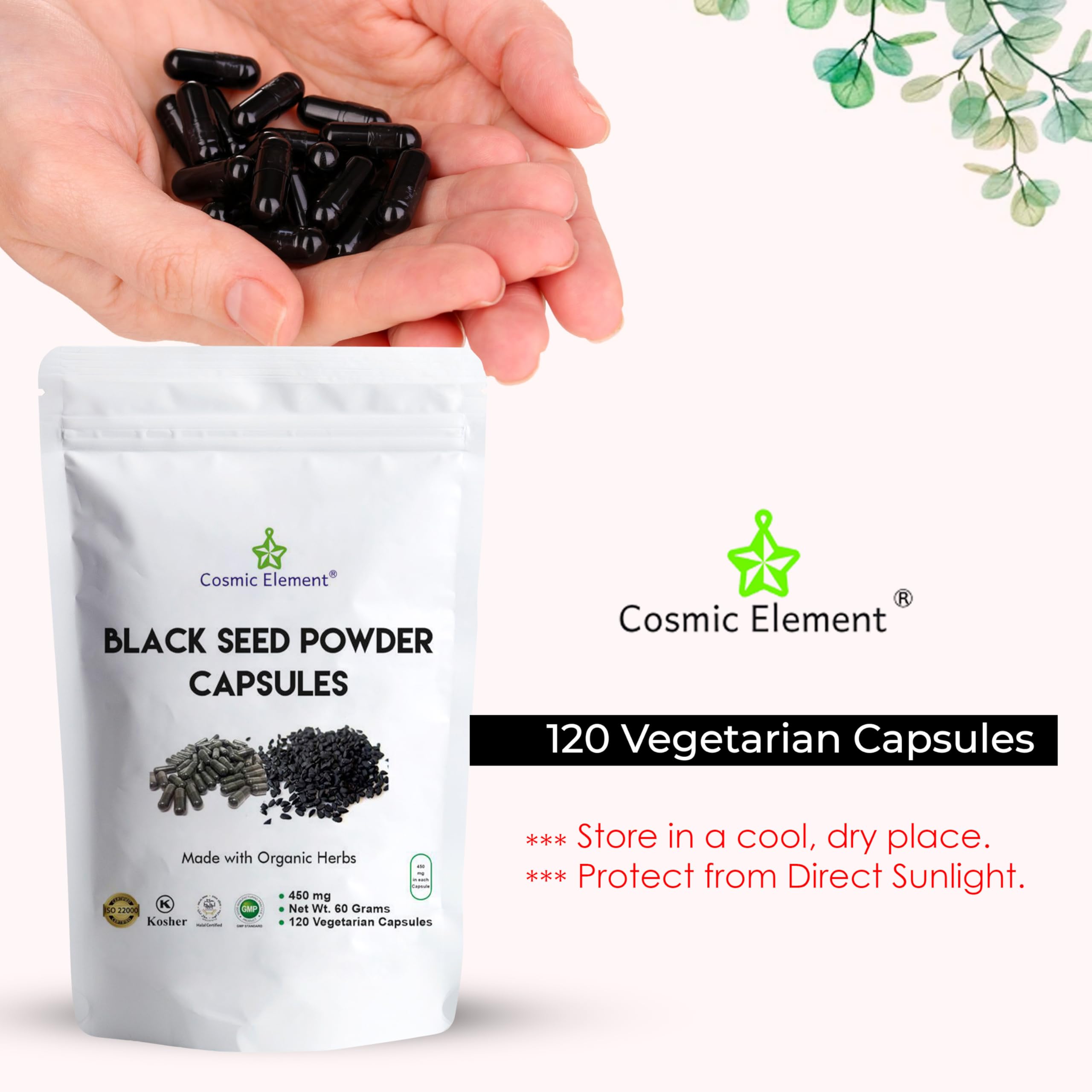 Cosmic Element etiqueta con información nutricional, beneficio de transparencia en ingredientes