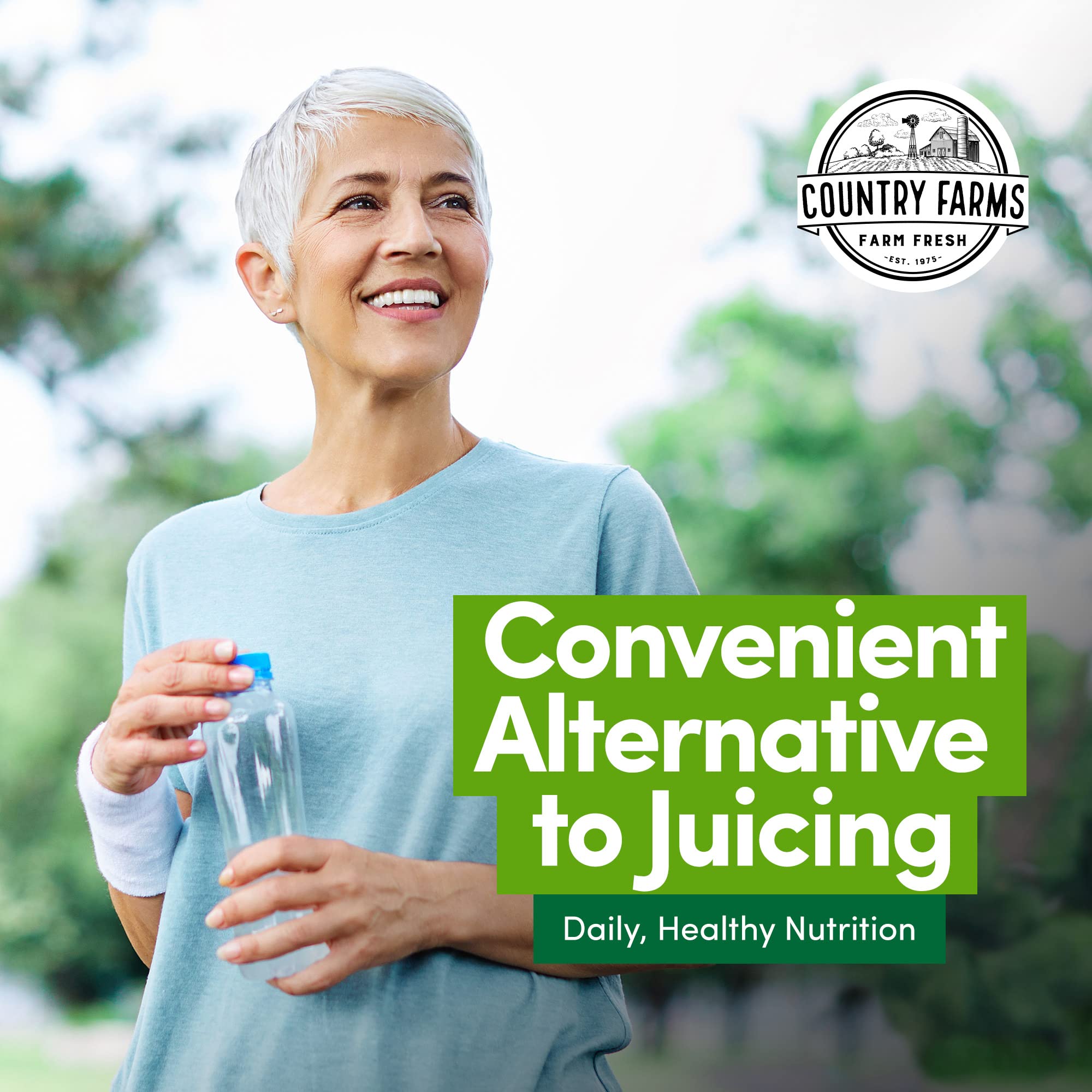 Country Farms surtido de frutas y verduras ilustrativas, representa variedad nutritiva