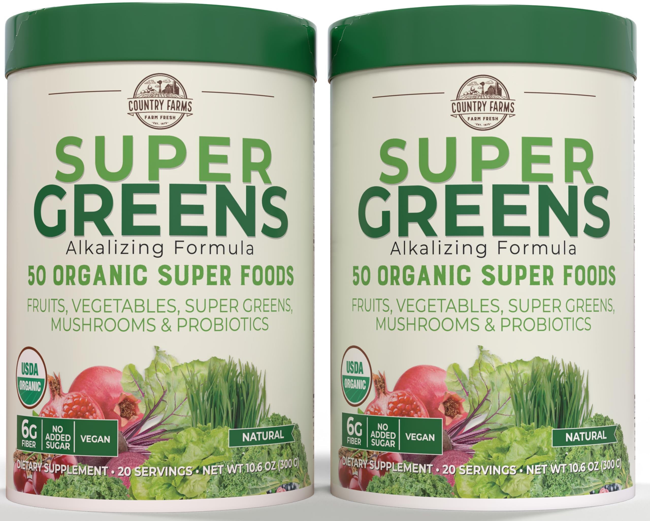Country Farms empaque frontal con etiqueta USDA Organic y lista de 50 ingredientes