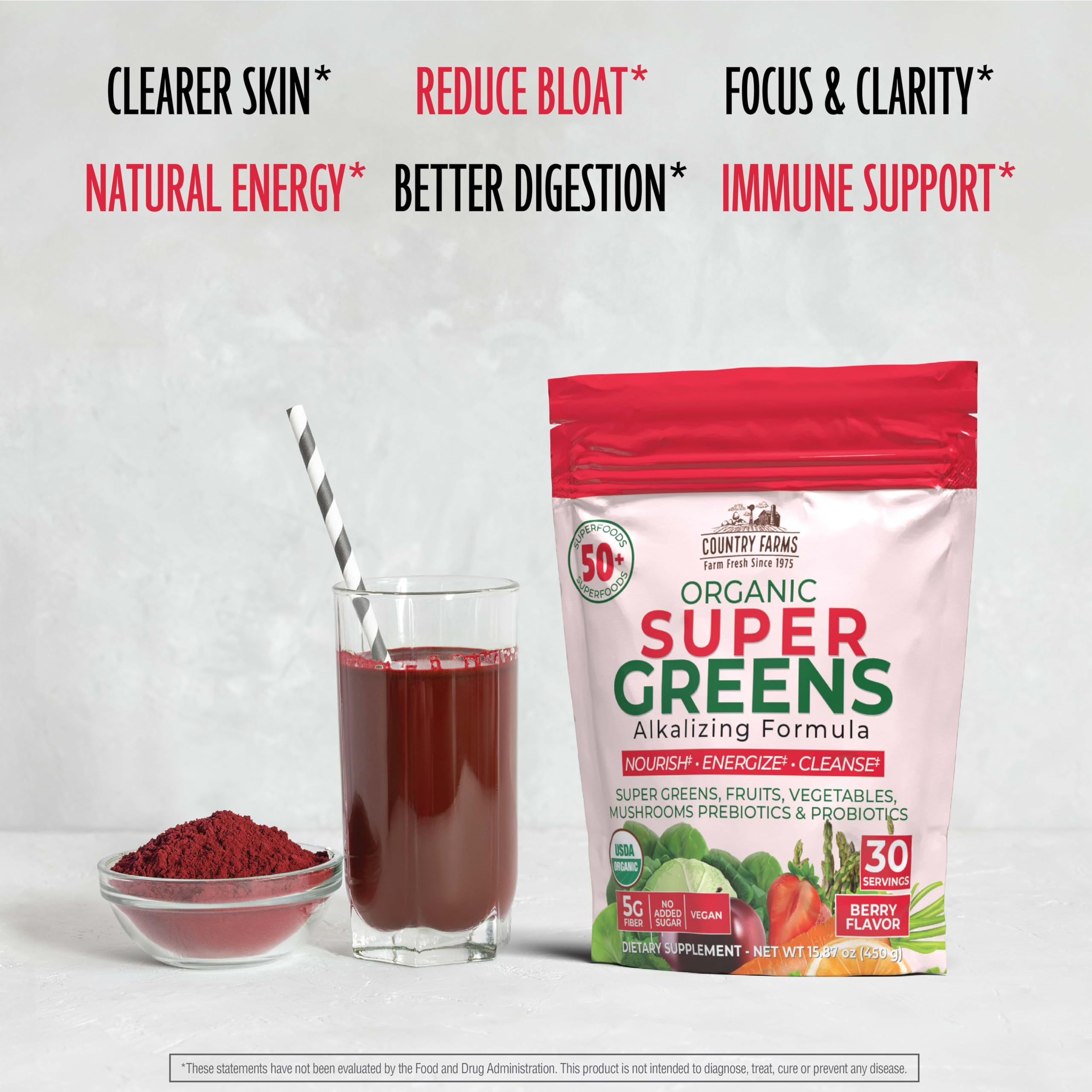 Country Farms vaso preparado con bebida berry listo para consumir