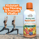 Country Farms cucharada con multivitamínico líquido ilustrando la dosis diaria fácil