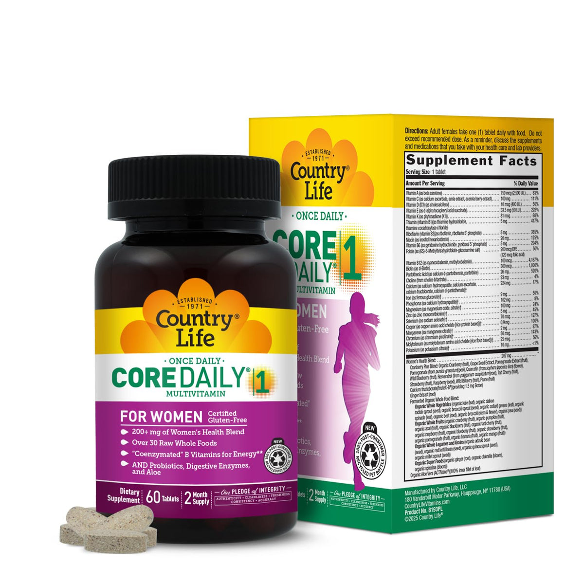 Country Life frasco frontal mostrando etiqueta y beneficio integral