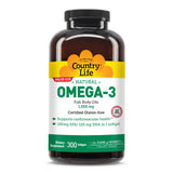 Country Life frasco frontal mostrando 300 softgels y beneficios claros
