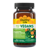 Primer plano de etiqueta Country Life Max for Vegans con lista de ingredientes