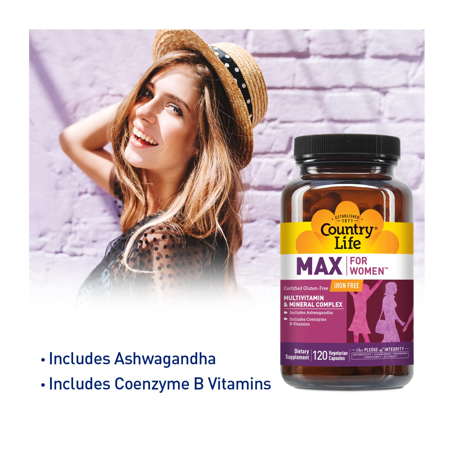 Country Life etiqueta con ingredientes y formas activas de vitaminas B detalladas