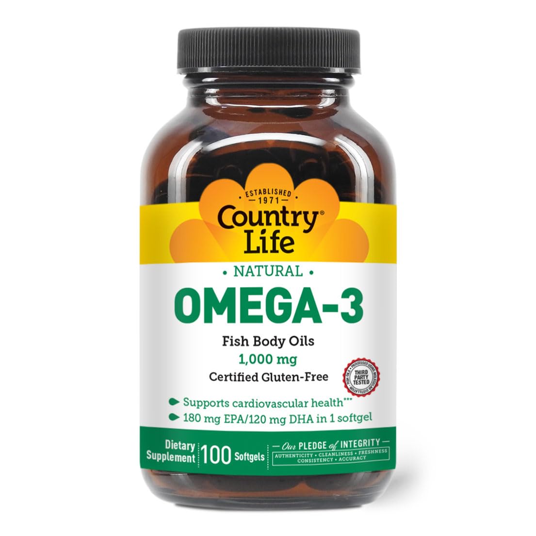 Country Life envase frontal mostrando 100 cápsulas y beneficios claros