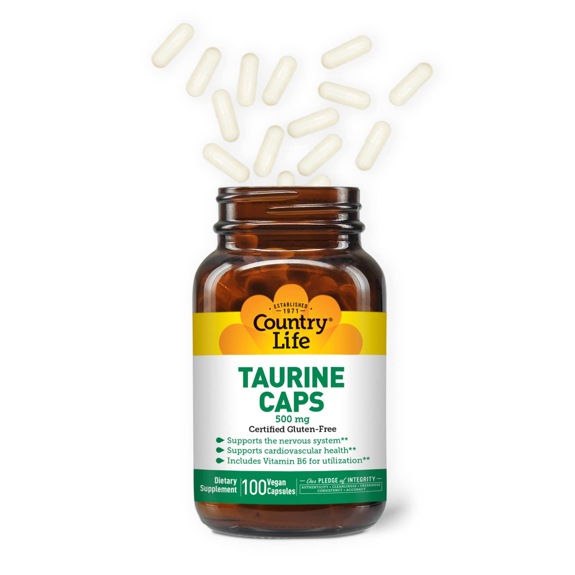 Country Life etiqueta con ingredientes y vitamina B6 para confianza en calidad