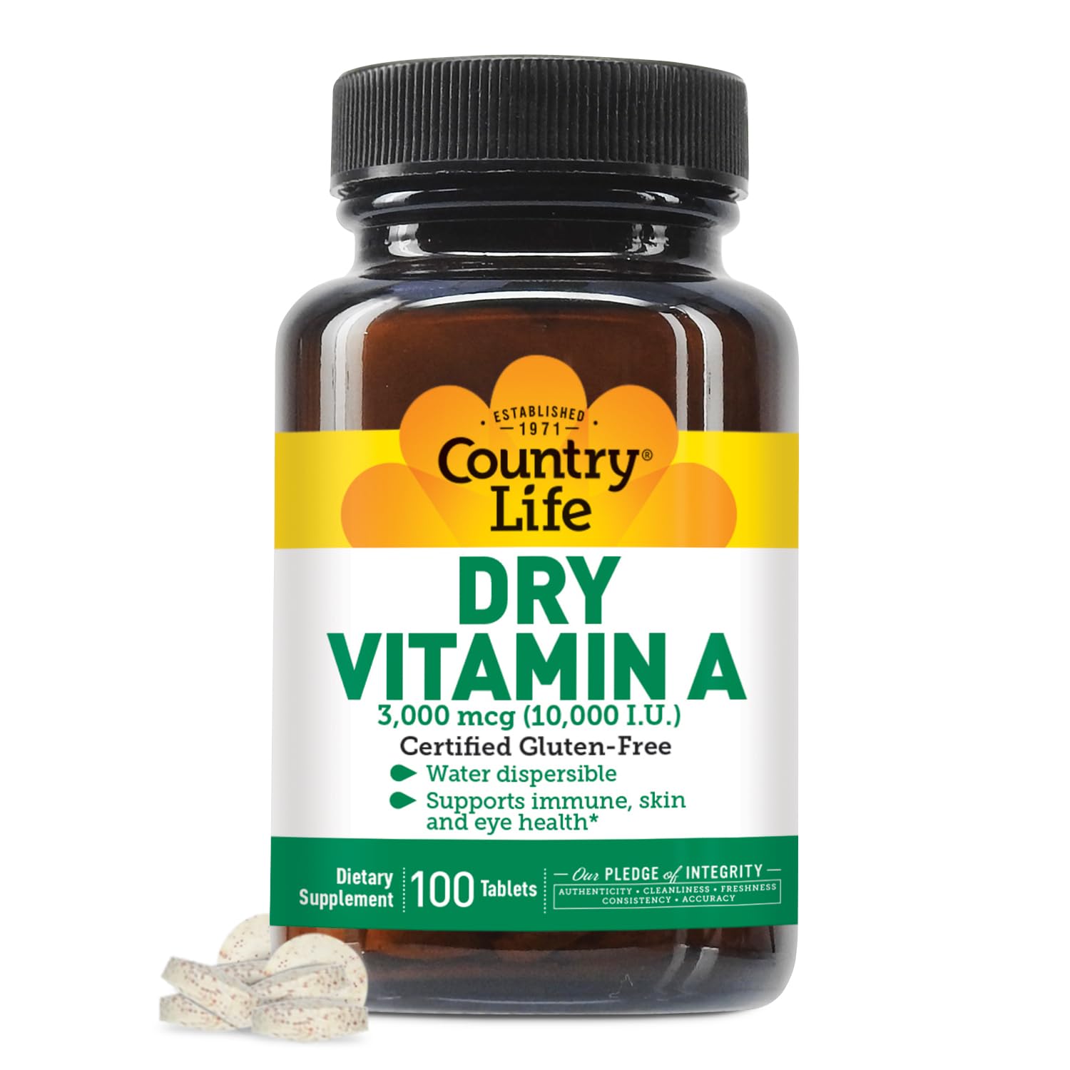 Country Life envase frontal mostrando vitaminas y beneficio de apoyo inmunitario