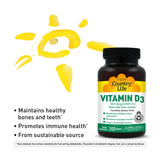 Country Life etiqueta nutricional mostrando dosis de 2500 UI por cápsula