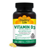 Country Life vista frontal del envase mostrando 200 softgels y beneficio claro